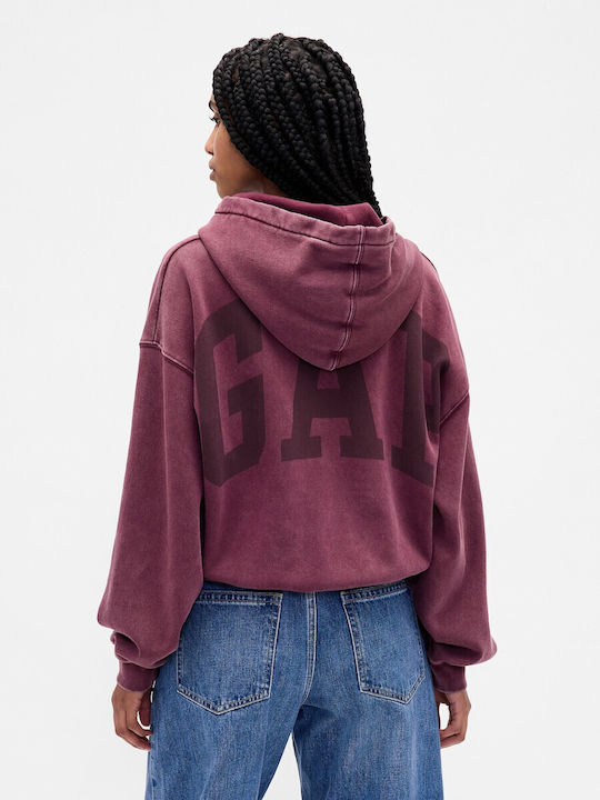 Gekürzt Damen Sweatshirt Kapuzen Tuscan Red