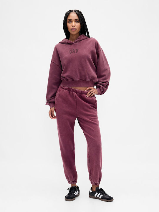 Gekürzt Damen Sweatshirt Kapuzen Tuscan Red