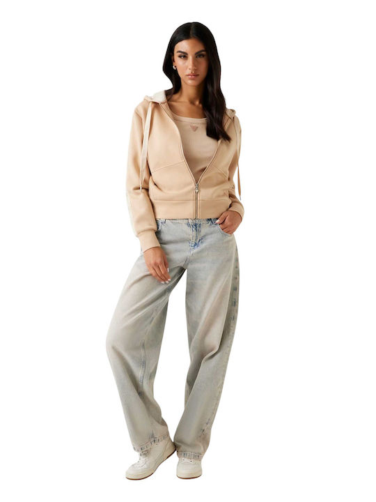 Scuba Women's Sweatshirt Jacket Hooded Beige