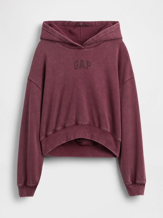 Gekürzt Damen Sweatshirt Kapuzen Tuscan Red