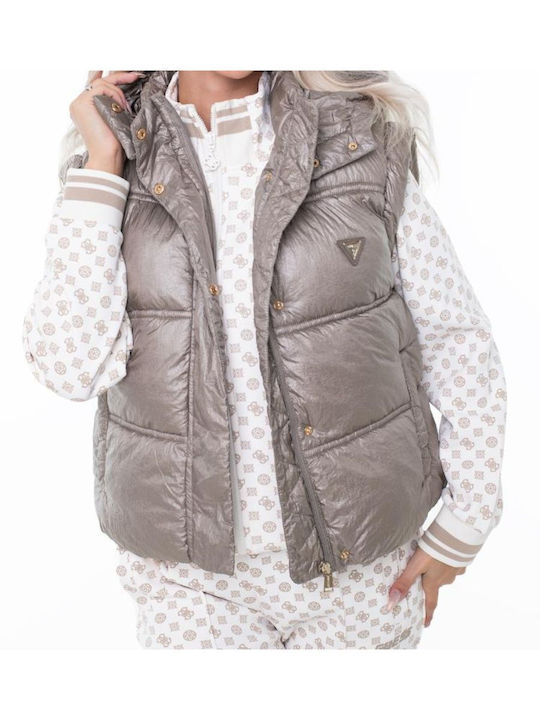 Zuschneiden Damen Ärmellos Puffer Jacke für Winter Silver
