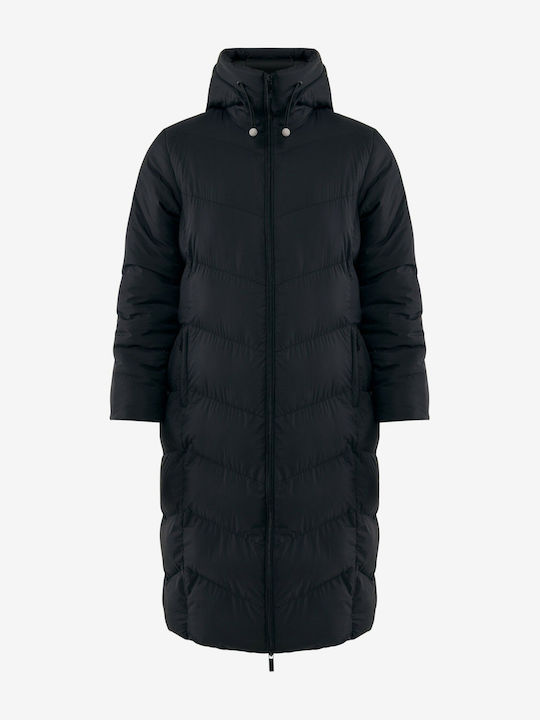 Long Women's Jacket for Winter Black