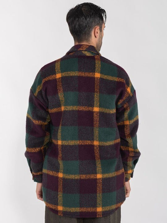 Herrenhemden Langärmelig Burgundisch Overshirt