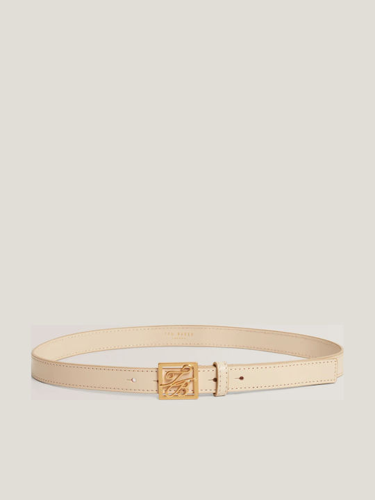 Leather Women's Belt Beige
