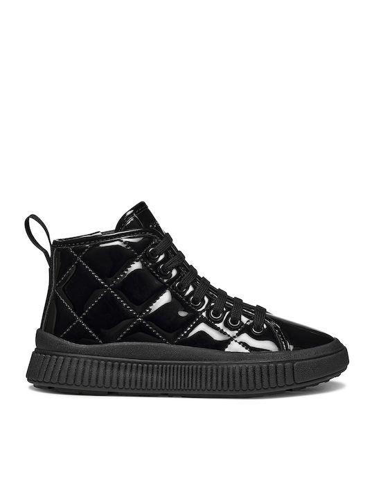 J Laquinny Anatomic Kids Ankle Boots Made of Patent Leather with Zipper and Lights Black