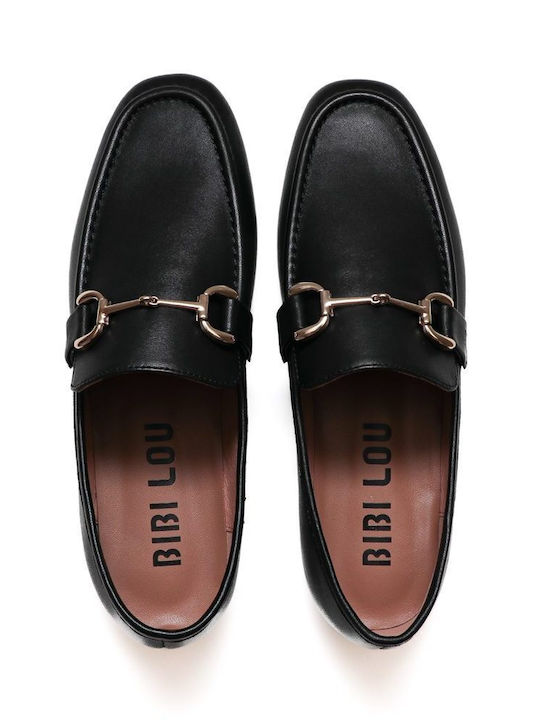 Leder Damen Loafers in Schwarz Farbe