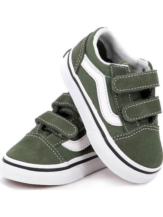 Old Skool Kids Sneakers with Scratch Green