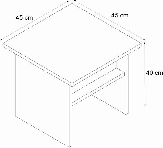 Square Side Coffee Table Nika Wooden Sepet Oak - Anthracite W45xL45xH40cm