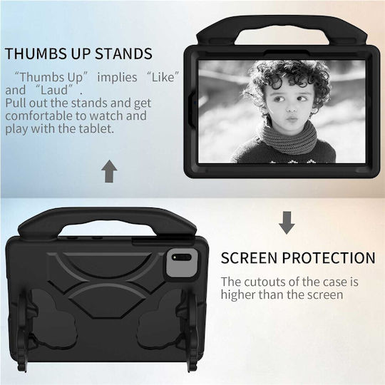 Kidsafe Shockproof Thumb Kickstand Back Cover Μαύρη (Xiaomi Redmi Pad 2, Redmi Pad SE 11, Lenovo Tab M11)