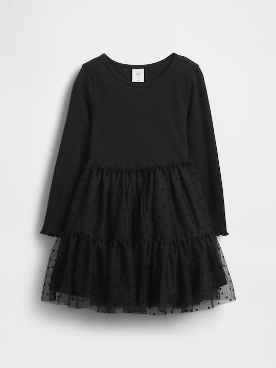 Rochie pentru Copii Mânecă lungă Din tul Cu dungi Black