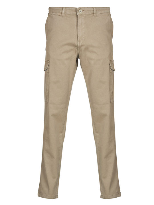 Men's Cargo Trousers Elastic Tapered Beige
