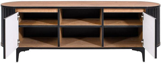 Premium TV Stand H53 Made of Metal & Wood Rustic Oak L160xD45xH134.62cm