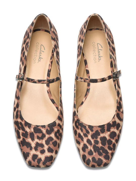 Emelina Gem Leopard Print Γυναικείες Μπαλαρίνες σε Καφέ Χρώμα