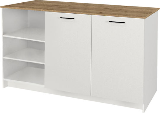 Peres Κουζίνας Λευκό - Sepet Oak 150x70x91.8εκ. Peres Κουζίνας Λευκό - Sepet Oak 150x70x91.8εκ.