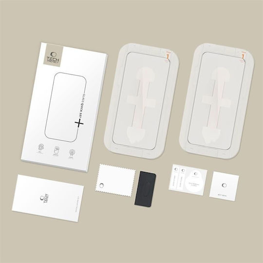 Tech-Protect Quick Set Spy+ Gehärtetes Glas 2Stück Schwarz (iPhone 15 Pro)