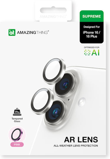 Amazingthing Ar Aluminum 2 Lens Glass Camera Lens Frame Iphone 16 16 Plus Pink Ip16cam2pgla