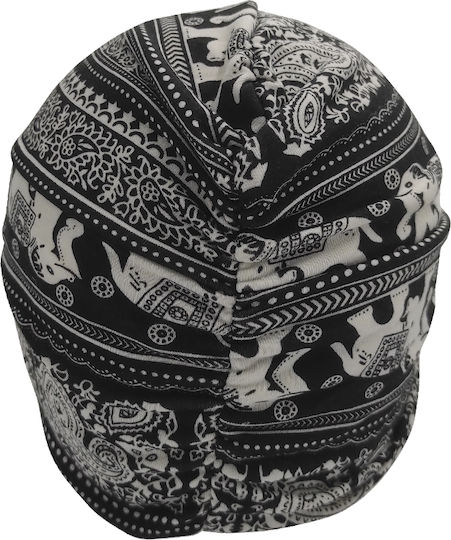 Women's Turban Black and White Paisley Brims Trims