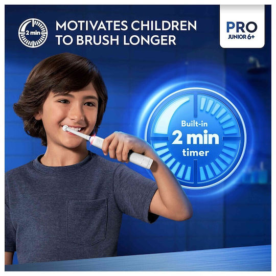 Oral-B Pro 3 Junior Elektrische Kinderzahnbürste mit Stoppuhr für 6+ Jahre mit Ersatzteilen