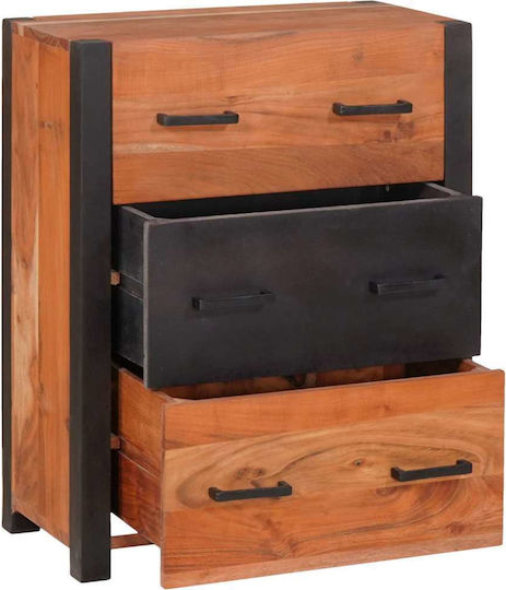 Chest of Drawers of Solid Wood Coffee 110x30x75cm
