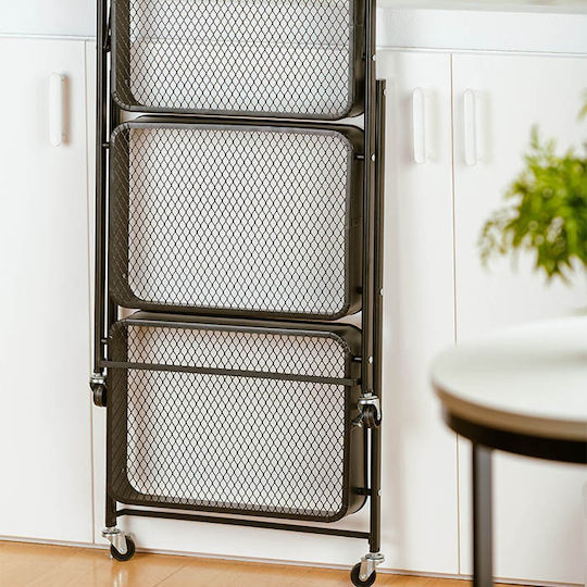 Nava Nava Metallisches Küchenregal Mit 3 Ebenen Schwarze 45x29x77cm