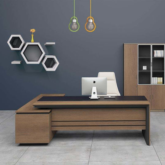 Γωνιακό Επαγγελματικό Γραφείο Proline 200x180x75εκ. Καφέ