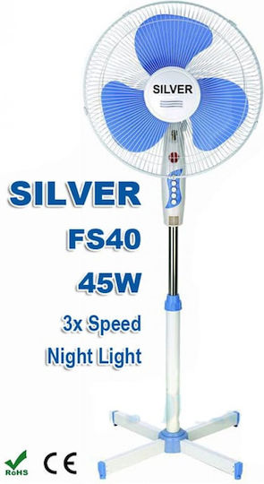 Silver Ventilator Sockel 45W Lüfterdurchmesser 40cm Grau