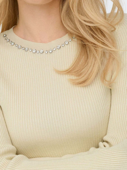 Bling Women's Long Sleeve Beige Sweater