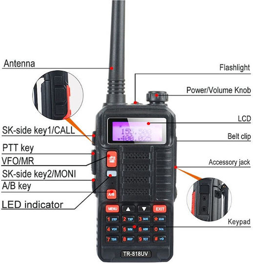Baofeng UV-818 Ασύρματος Πομποδέκτης UHF/VHF 10W με Μονόχρωμη Οθόνη