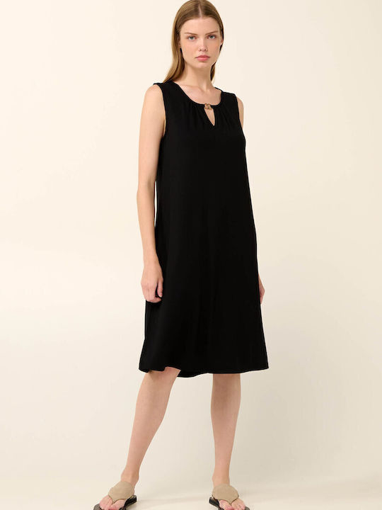 Sommer Midi Damenkleid Schwarz