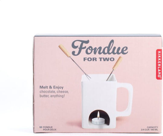 Kikkerland Fondue-Topf mit Teelicht aus weißem Porzellan 5cm