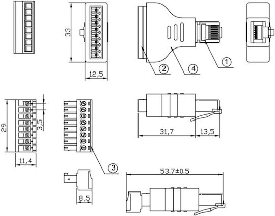 E Zy.Net EZ-RJ458P-R 1pcs