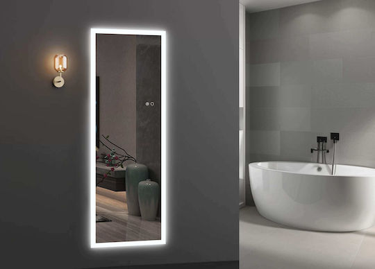 Polihome Pandanus Oglindă de Perete De Corp Întreg cu Ramă din & Iluminare LED 150x50cm 1buc