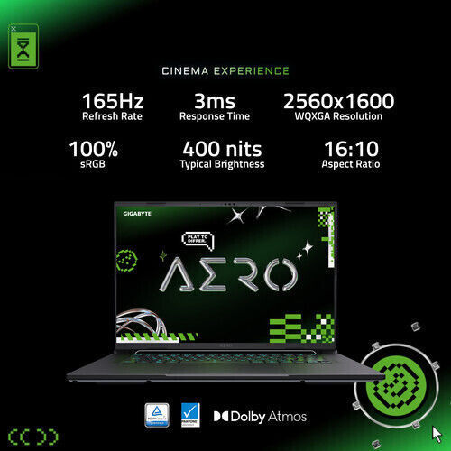 Gigabyte Aero X16 2WHA3USC64DH 16" IPS QHD+ 165Hz (Ryzen AI 300 Series-9 HX 370/32GB/1TB SSD/GeForce RTX 5070/W11 Home) Lunar White (US Keyboard)