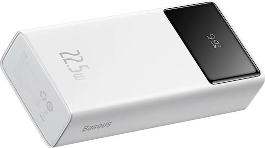Baseus EnerFill FP41 Power Bank 30000mAh 22.5W cu 2 Porturi USB-A și Port USB-C Alb