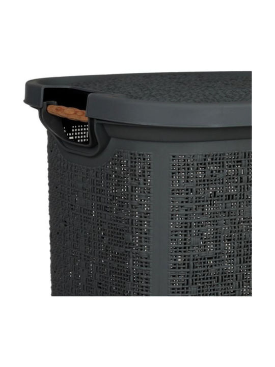 Plastic Laundry Basket with Cap 46x37x57.5cm Gray