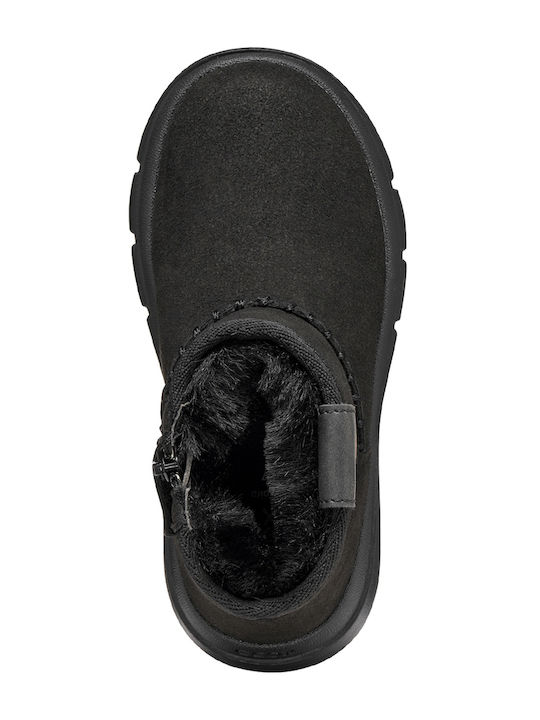Willaboom Anatomical Suede Kids Snow Boots with Zipper Black