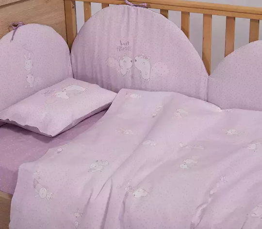 Nef-Nef Homeware Best Friends Crib Bumpers Classic for the Crib Rails Lilac 40cm