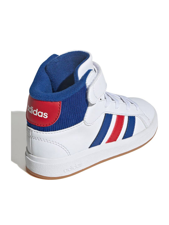 Grand Court Παιδικά Sneakers High με Σκρατς Λευκά