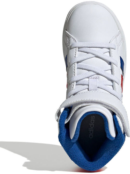 Grand Court Παιδικά Sneakers High με Σκρατς Λευκά