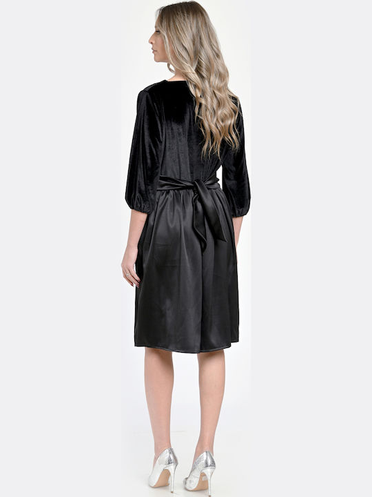 Rochie Midi de Seară din Catifea Neagră