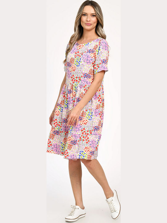 Summer Midi Dress with Ruffles Floral