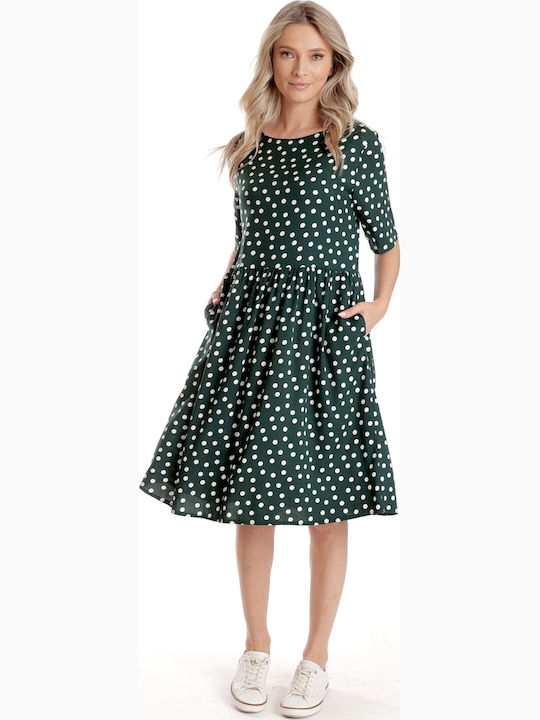 Καλοκαιρινό Midi Φόρεμα Dark Green