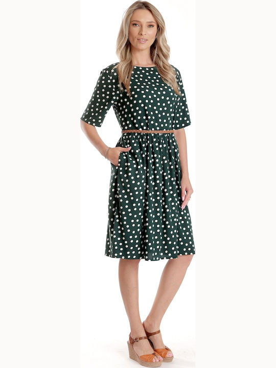 Καλοκαιρινό Midi Φόρεμα Dark Green