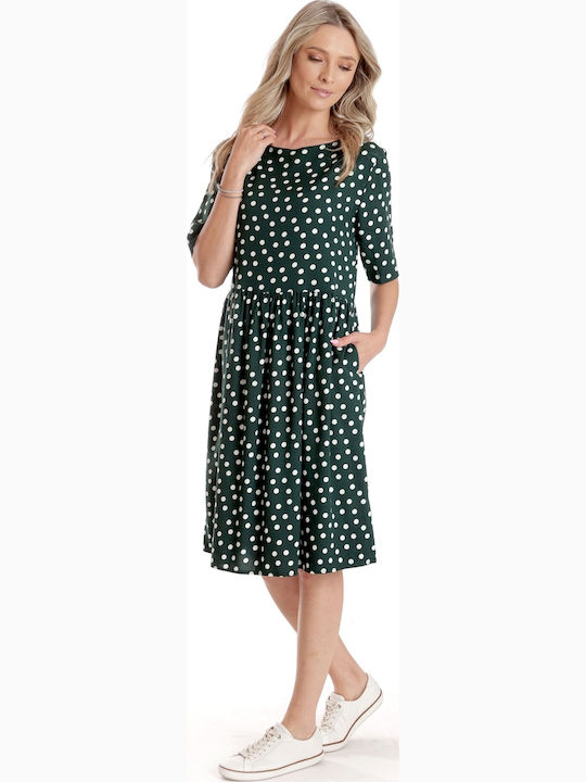 Καλοκαιρινό Midi Φόρεμα Dark Green