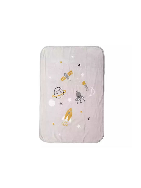 Nef-Nef Homeware Κουβέρτα Κούνιας My Universe Βελουτέ Γκρι 100x140εκ.