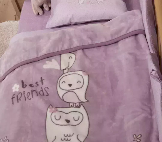 Nef-Nef Homeware Одеяло Детски пелени за пелени Best Friends Велур Лилав 75x100см.