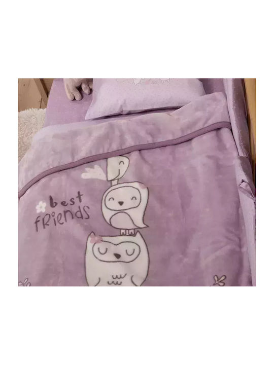 Nef-Nef Homeware Одеяло Детско легло Best Friends Велур Лилав 100x140см.