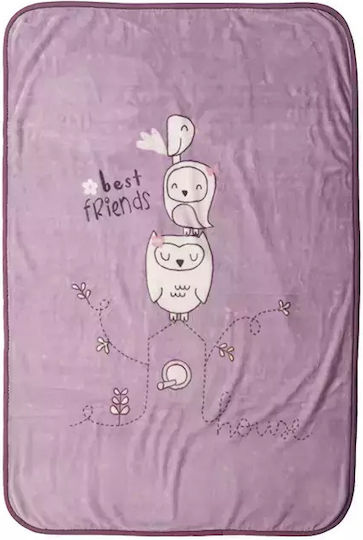 Nef-Nef Homeware Одеяло Детски пелени за пелени Best Friends Велур Лилав 75x100см.