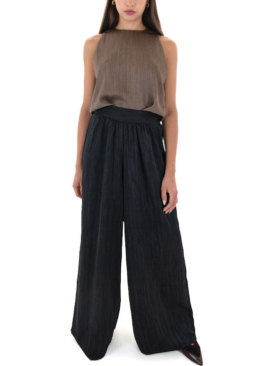 Women's Blouse Satin Sleeveless Black