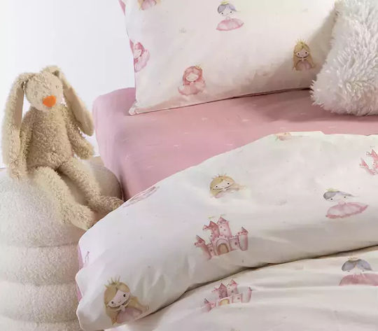 Nef-Nef Homeware Σετ Σεντόνια Μονά Βαμβακερά Our Princess Ροζ 170x260cm 3τμχ
